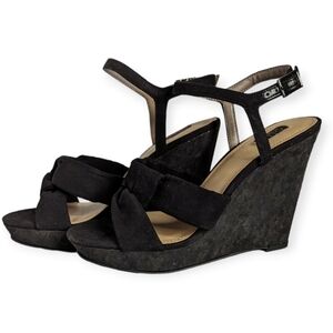 G.I.L.I Sandals Kahlie Printed Padded Insole Wedge Heels Women's Black Size 6M